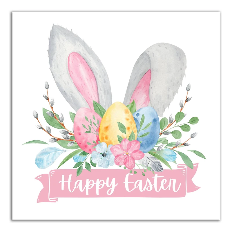 Happy Easter Banner 12" x 12" Canvas Wall Art