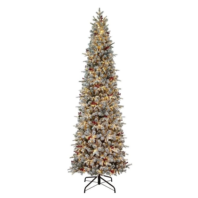 9ft. Pre-Lit Flocked Lexington Artificial Fir Christmas Tree, Warm White LED Lights