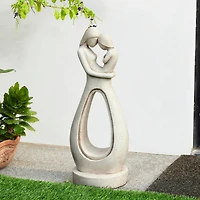 Glitzhome® 24.75" Modern Abstract Sculpture Hugging Mommy & Baby Garden Statue