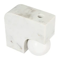 Hello Honey® 7" White Modern Marble Pillar & Taper Candle Holder Vase with Ball