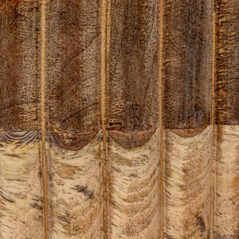 Hello Honey® 5.75" Round Carved Mango Wood Pleated Box with Lid & Metal Pull