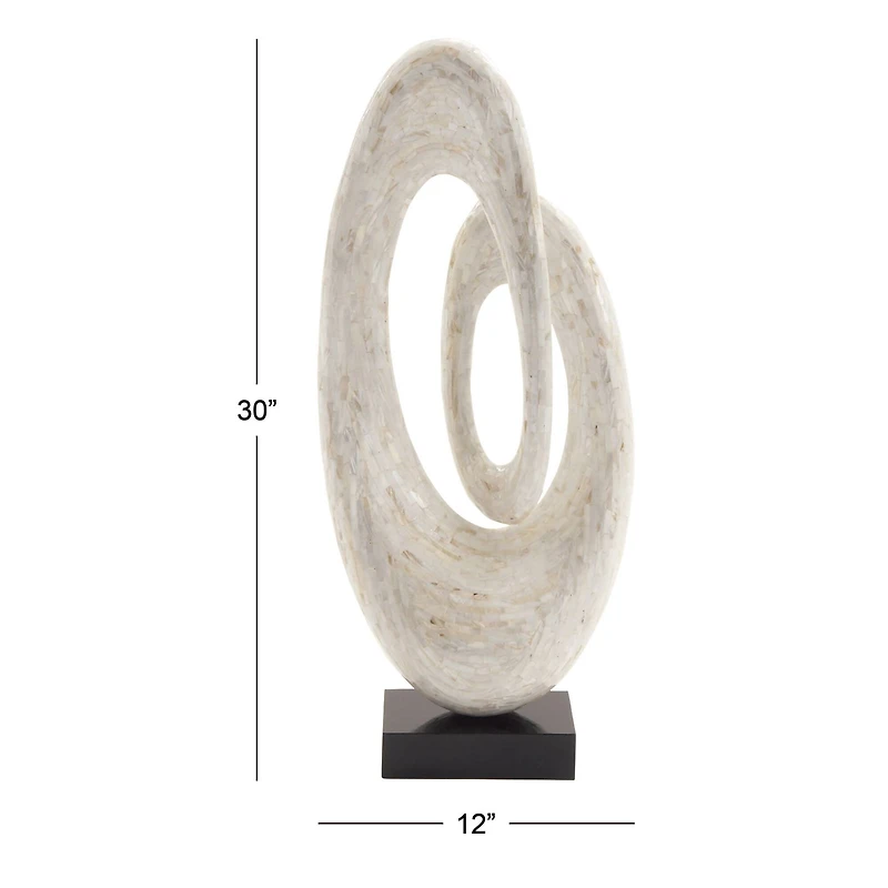 30" White Polystone Abstract Sculpture