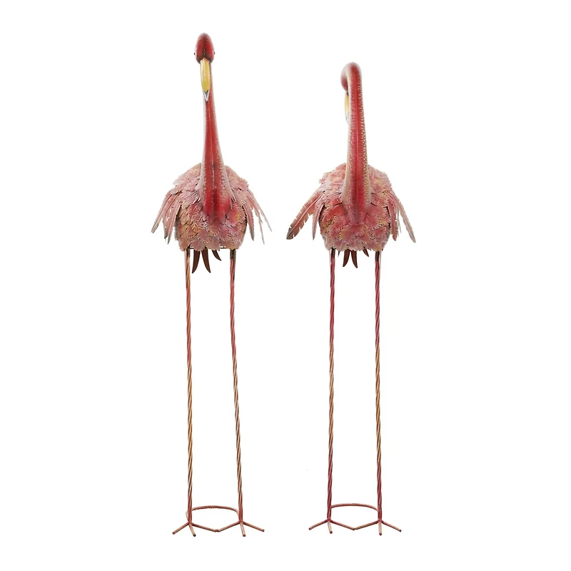 Pink Flamingo Garden Sculpture Set
