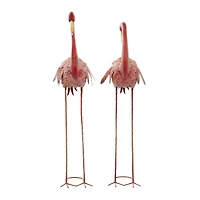 Pink Flamingo Garden Sculpture Set