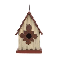 Glitzhome® Tall White & Red Distressed Wood Bird House
