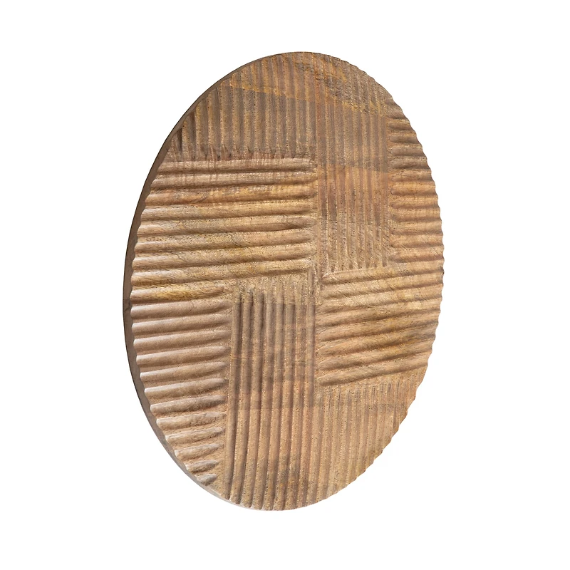 Habitat Izzy 20" Natural Crosshatch Round Wood Wall Art