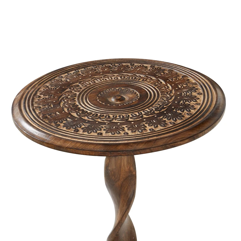 22" Brown Traditional Mango Wood Accent Table