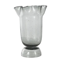 Black Glass Vase Set with Wavy Opening & Gold Speckles