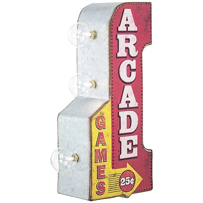Vintage Arcade Games Mini Metal LED Marquee Arrow Wall Sign