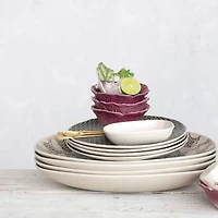 Hello Honey® 5.5" Cream & Black Floral Stoneware Dish, 4ct.