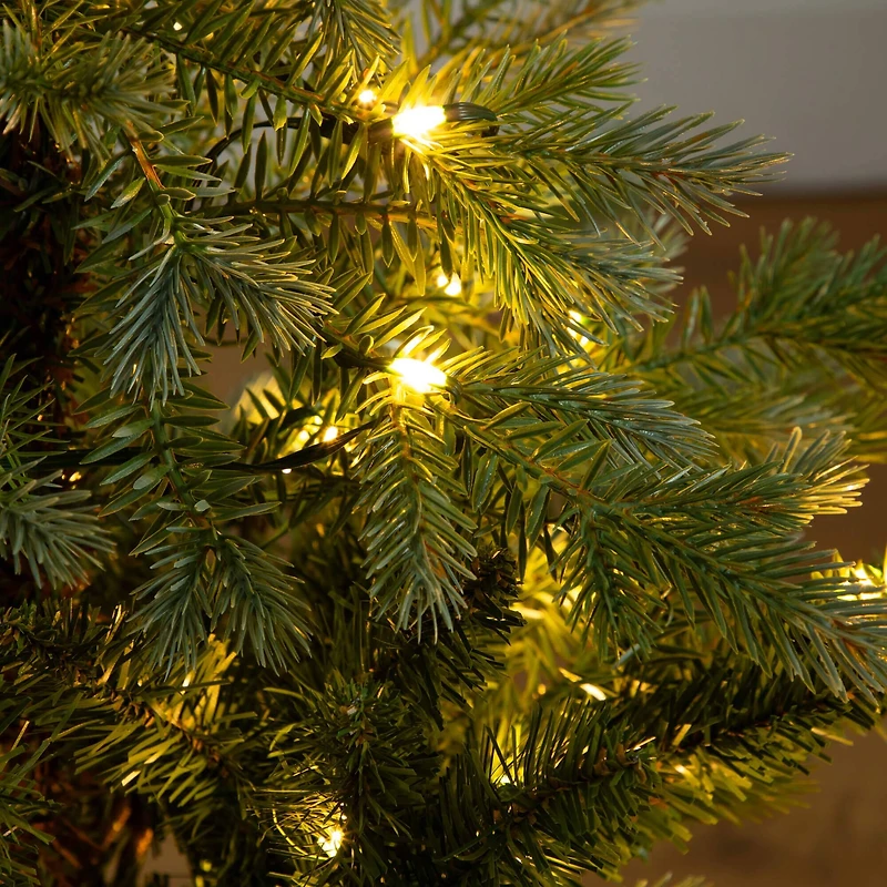 3ft. Pre-Lit Artificial Christmas Tree in Jute Wire Planter with 30 Warm White LED Lights