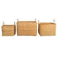Hello Honey® Natural Square Rattan Basket Set with Handles