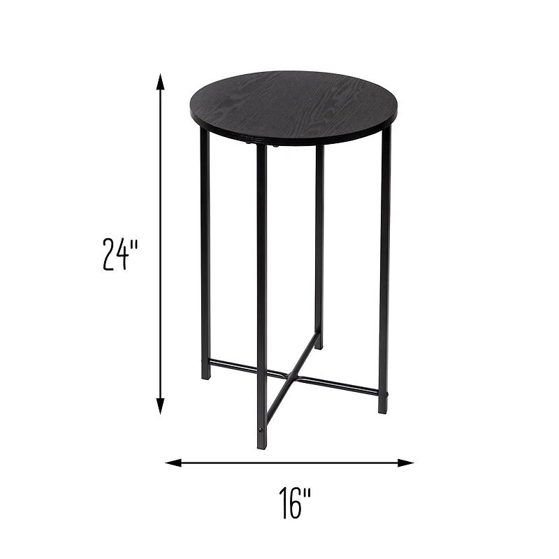 6 Pack: Honey Can Do Black Round Side Table with X-Pattern Base