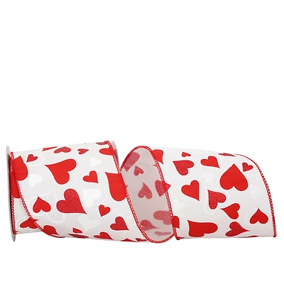 Reliant 4" x 10yd. Wired Dupioni Heart Tales Glitter Ribbon