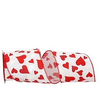 Reliant 4" x 10yd. Wired Dupioni Heart Tales Glitter Ribbon