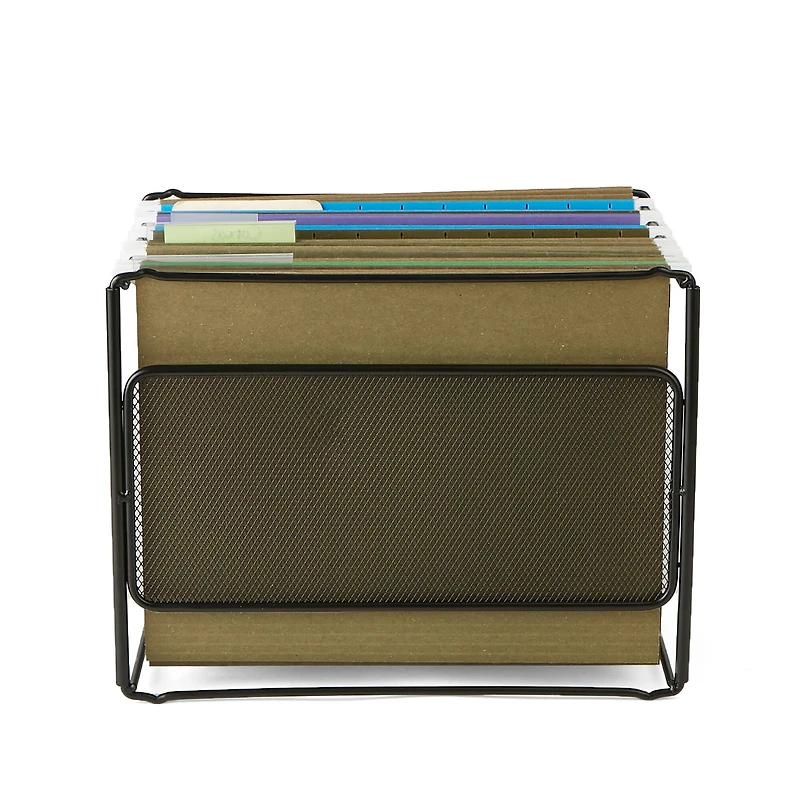 Mind Reader Black Desktop File Organizer Box