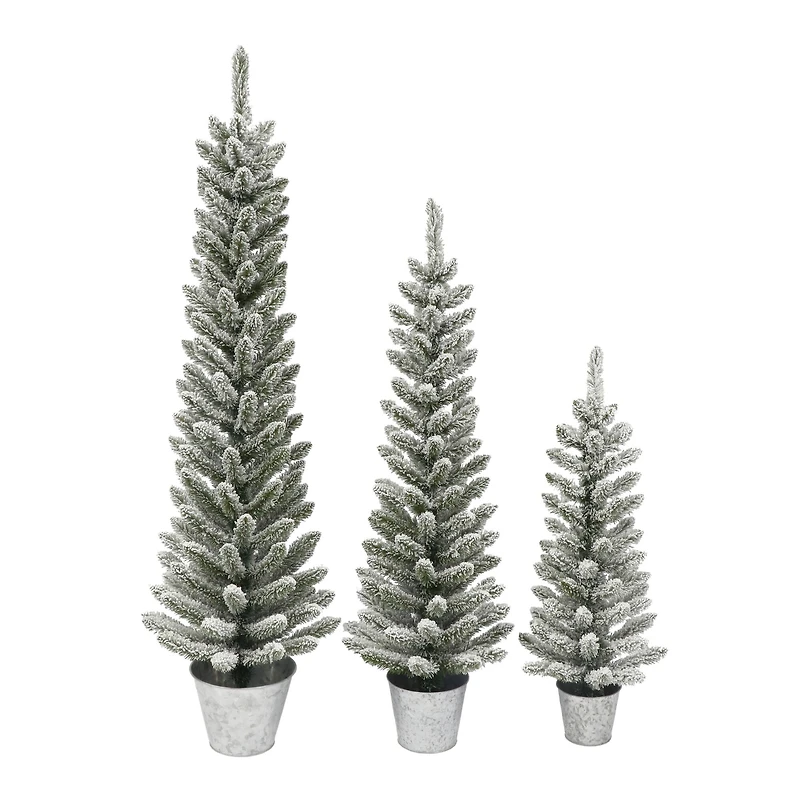 3ft., 4ft., & 5ft. Unlit Flocked Artificial Potted Christmas Trees