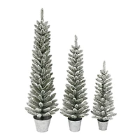 3ft., 4ft., & 5ft. Unlit Flocked Artificial Potted Christmas Trees