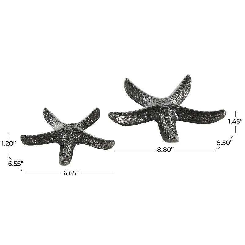 Black Aluminum Metal Starfish Bubble Textured Sculptures, 2ct.