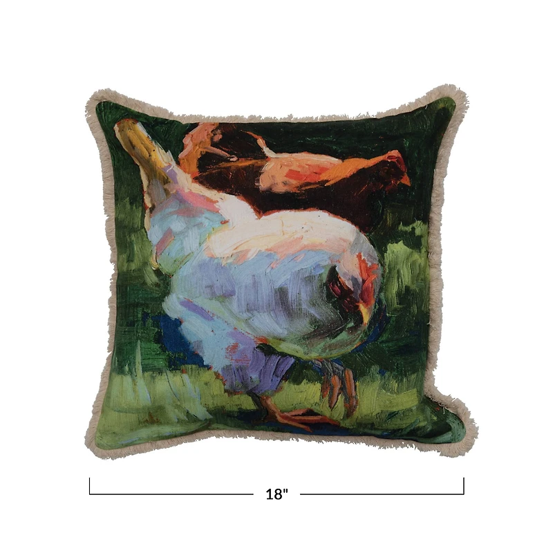 Hello Honey® Hen Print Cotton Canvas Pillow