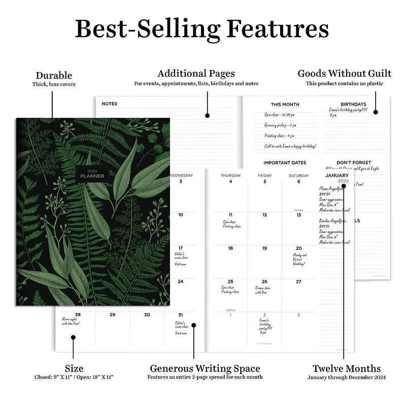 2024 Botanical Dream Large Monthly Planner