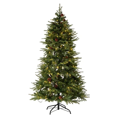 6ft. Pre-Lit Green Fir Artificial Christmas Tree with Warm White LED Lights