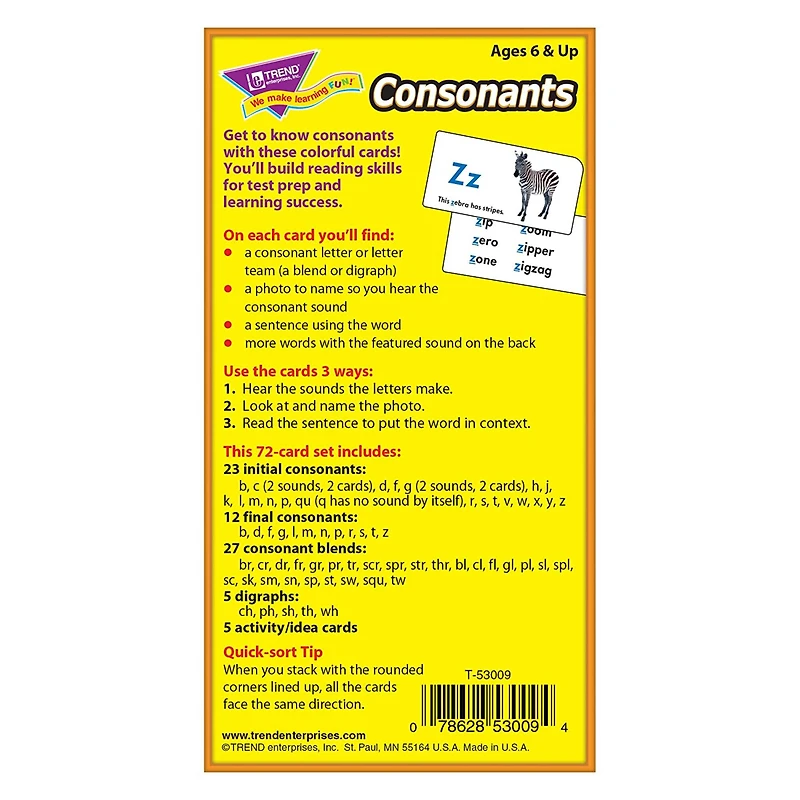 Trend Enterprises® Consonants Skill Drill Flash Cards