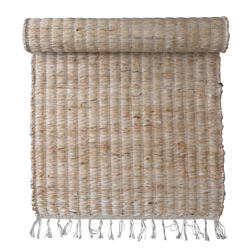 Hello Honey® Natural Boho Woven Jute & Cotton Floor Runner Rug with Fringe, 96" x 30"