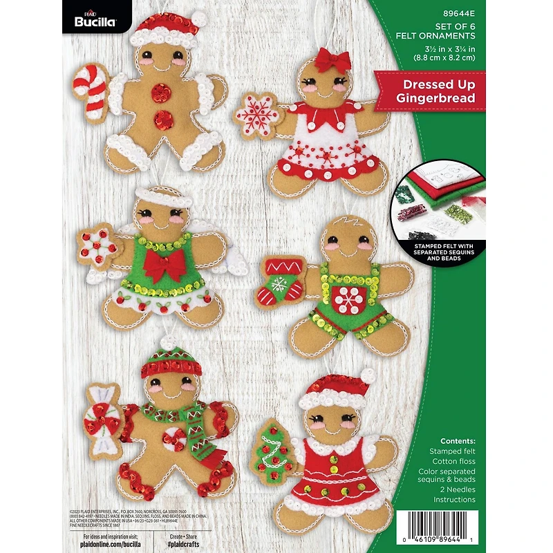 Bucilla® Dressed-Up Gingerbread Felt Ornament Kit