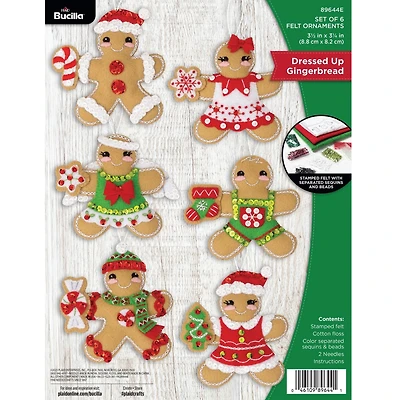 Bucilla® Dressed-Up Gingerbread Felt Ornament Kit
