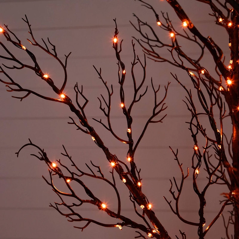 5ft. Pre-Lit Halloween Minimalist Twig Artificial Fall Tree with 240 Orange & Purple LED Lights