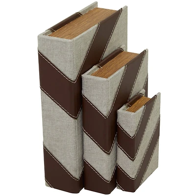 Brown Chevron Faux Leather Faux Book Box Set