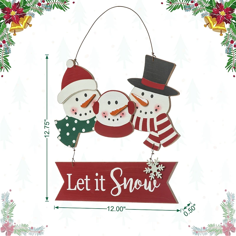 Glitzhome® 12.75" Christmas Snowman Family Wall Décor