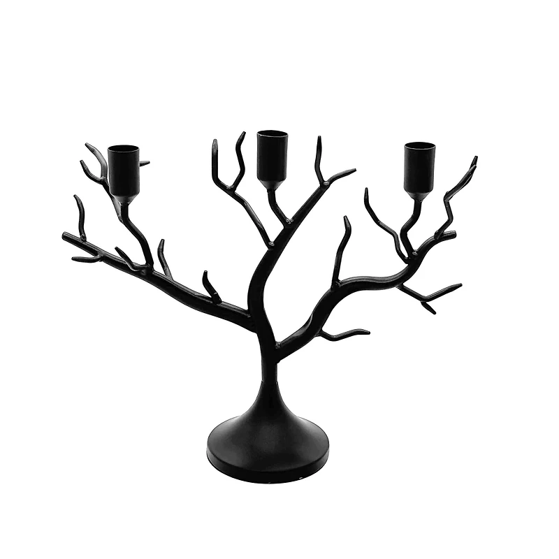 13" Black Tree Metal Taper Candle Holder by Ashland®