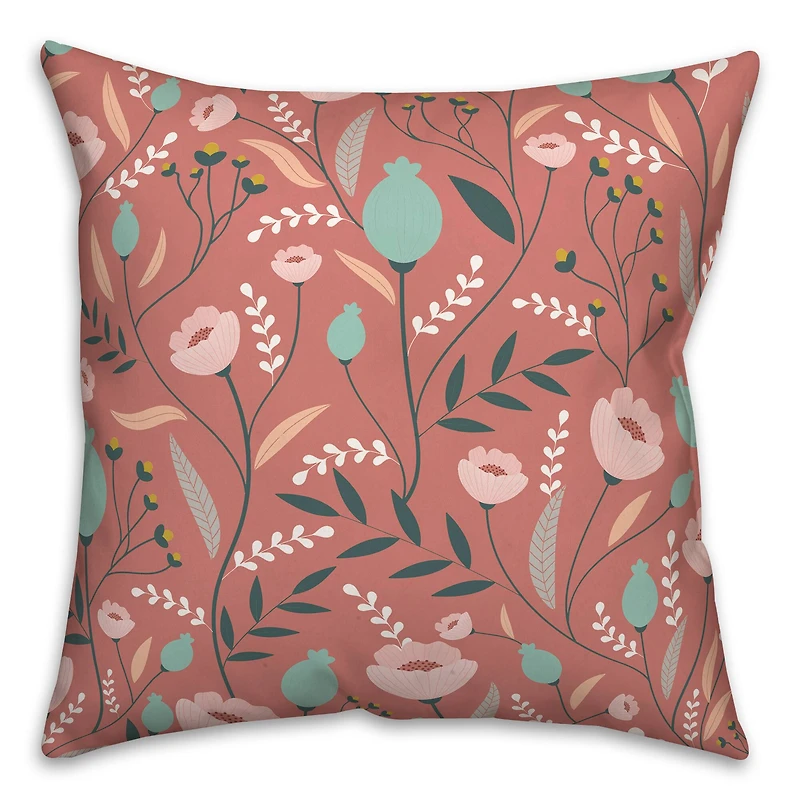 Winding Flowers 18" x 18" Throw Pillow