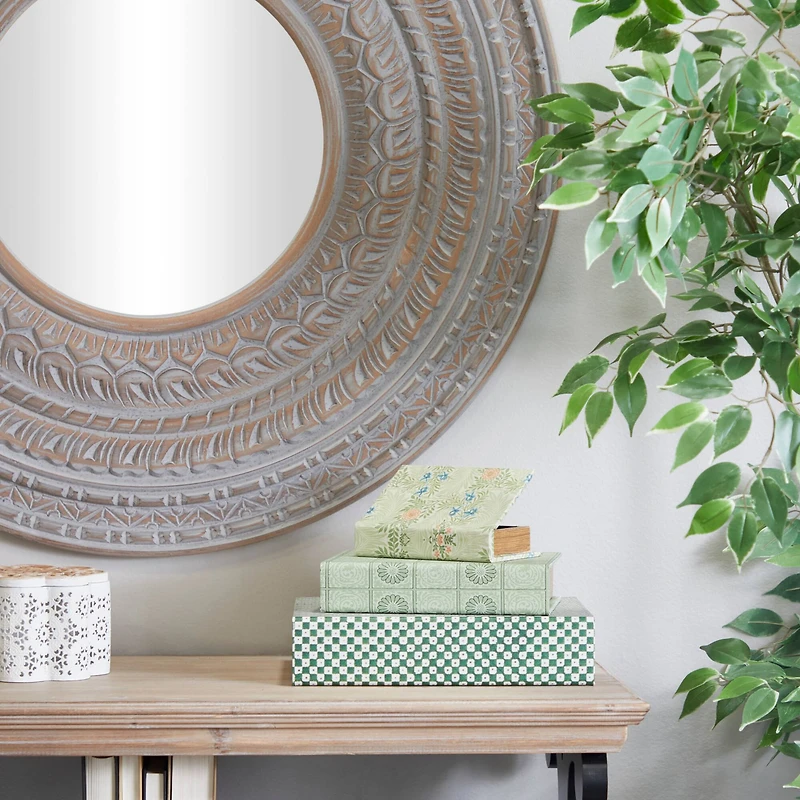 Green Faux Leather Faux Book Box Set