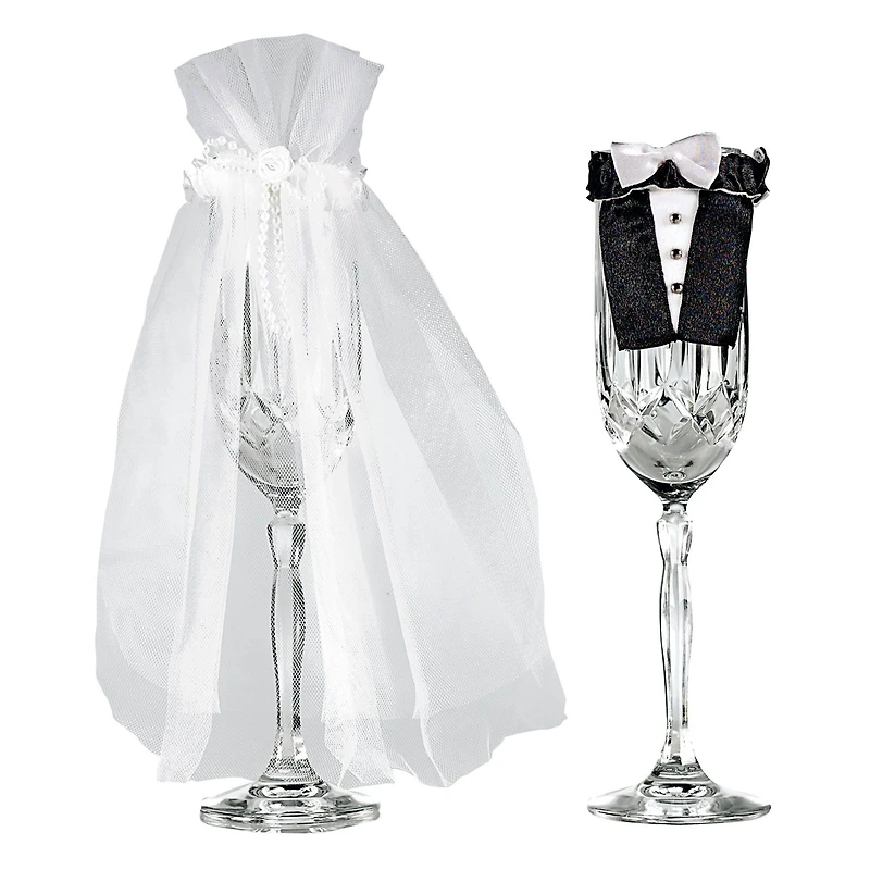 Bride & Groom Toasting Glass Formal Wear Set