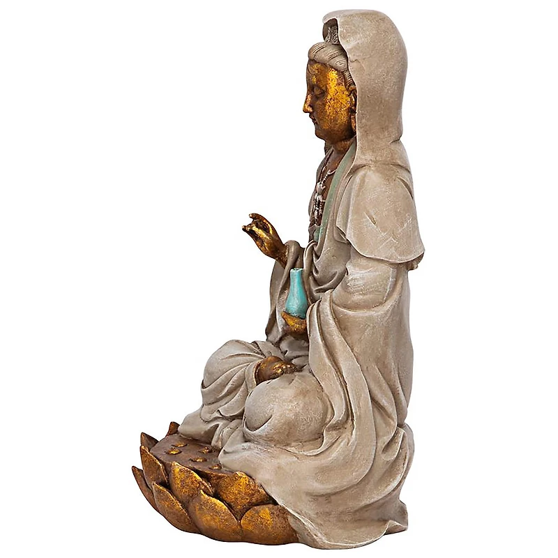 Design Toscano 12" Goddess Guan Yin Seated on a Lotus Statue