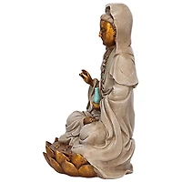 Design Toscano 12" Goddess Guan Yin Seated on a Lotus Statue