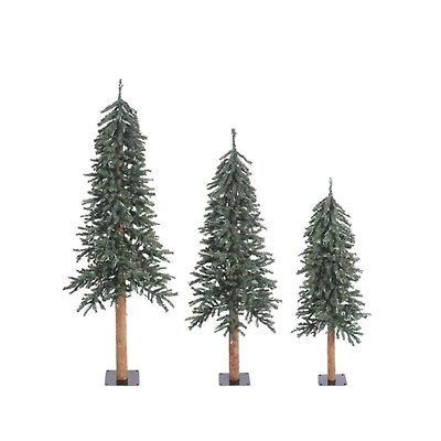 4ft., 5ft. & 6ft. Unlit Natural Bark Alpine Artificial Christmas Tree Set