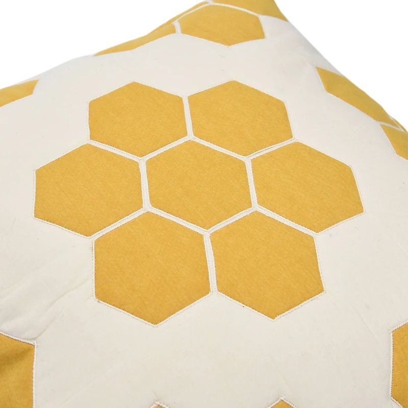 Hello Honey® Yellow & White Quilted Honeycomb Cotton Pillow