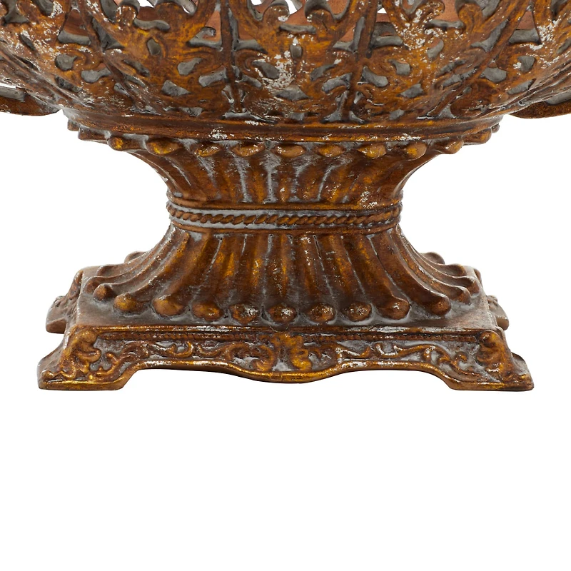 19" Gold Traditional Decorative Bowl Accent with Stand