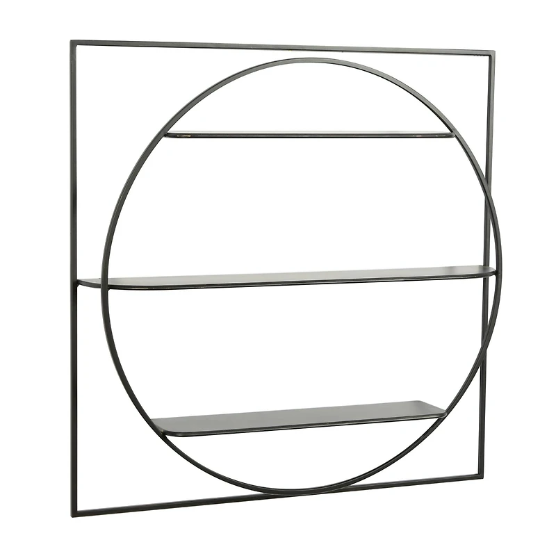 Black Metal Contemporary Wall Shelf, 32" x 32" x 5"