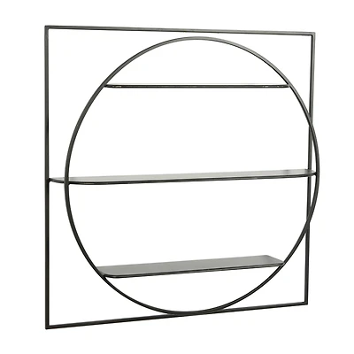 Black Metal Contemporary Wall Shelf, 32" x 32" x 5"