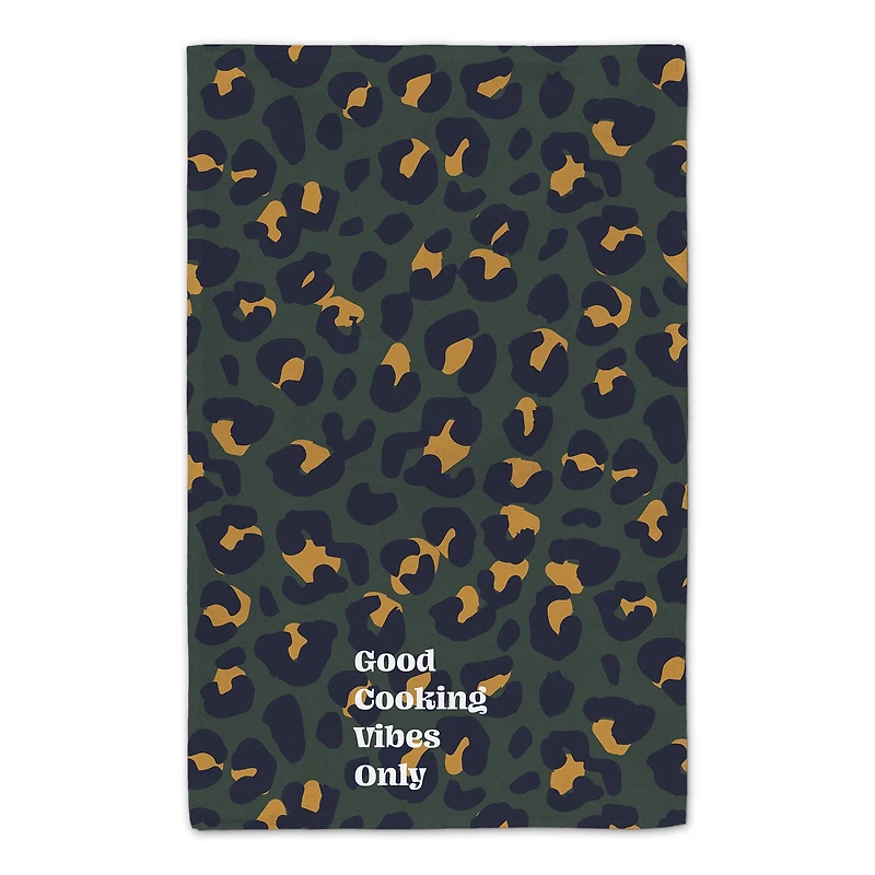 Good Cooking Vibes Only Leopard Tea Towel Set