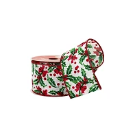 2.5" x 20ft. Holly & Bows Wired Ribbon by Celebrate It®