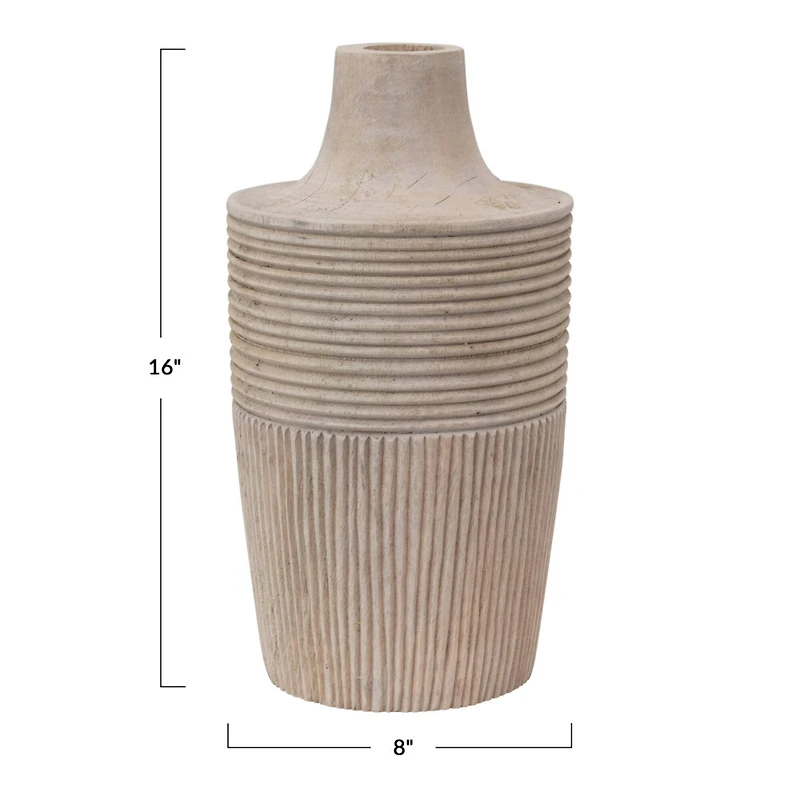 Hello Honey® Decorative Hand-Carved Mango Wood Vase