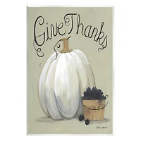 Stupell Industries Give Thanks Fall Pumpkin Harvest Wall Plaque Art