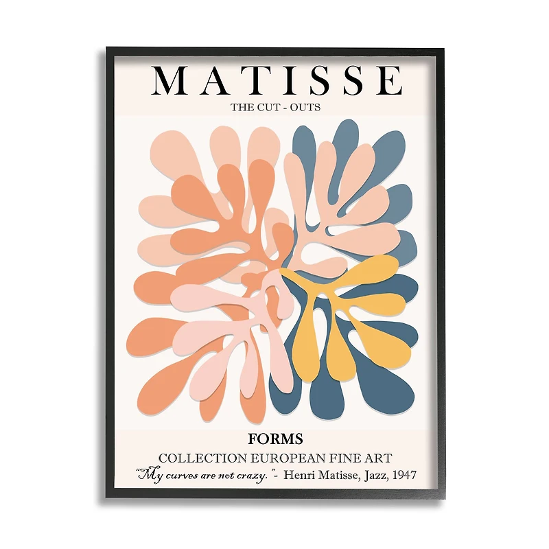 Stupell Industries Classical Matisse Painting Cut Out Forms Traditional Abstract in Frame Wall Art