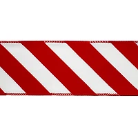 2.5" x 80ft. Red & White Diagonal Stripes Wired Jumbo Ribbon by Celebrate It®